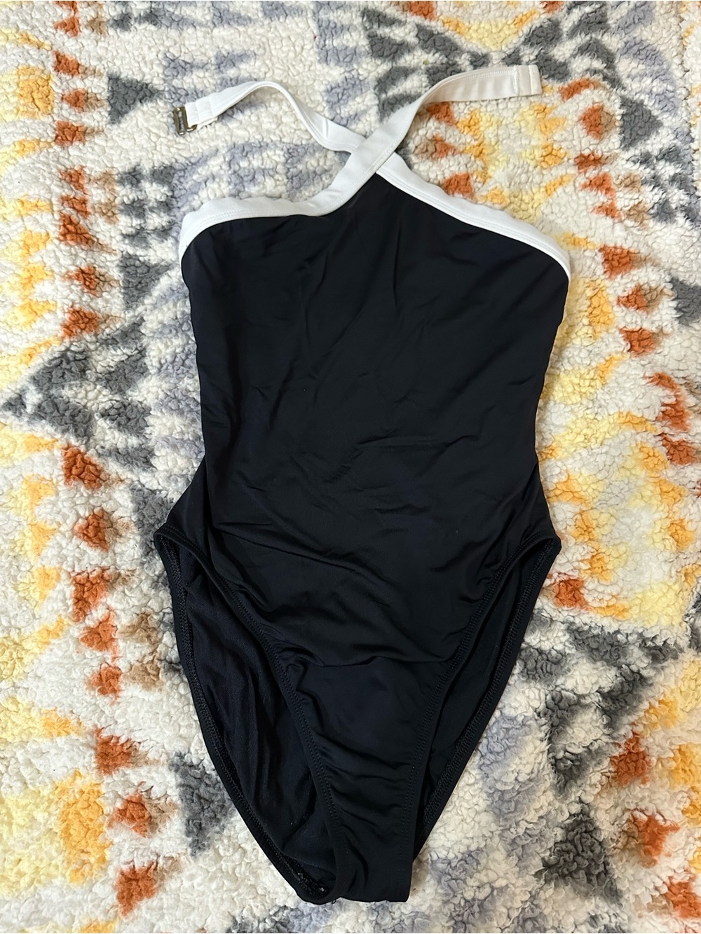 Victoria’s Secret Black White Halter One Piece Swimsuit Size 8